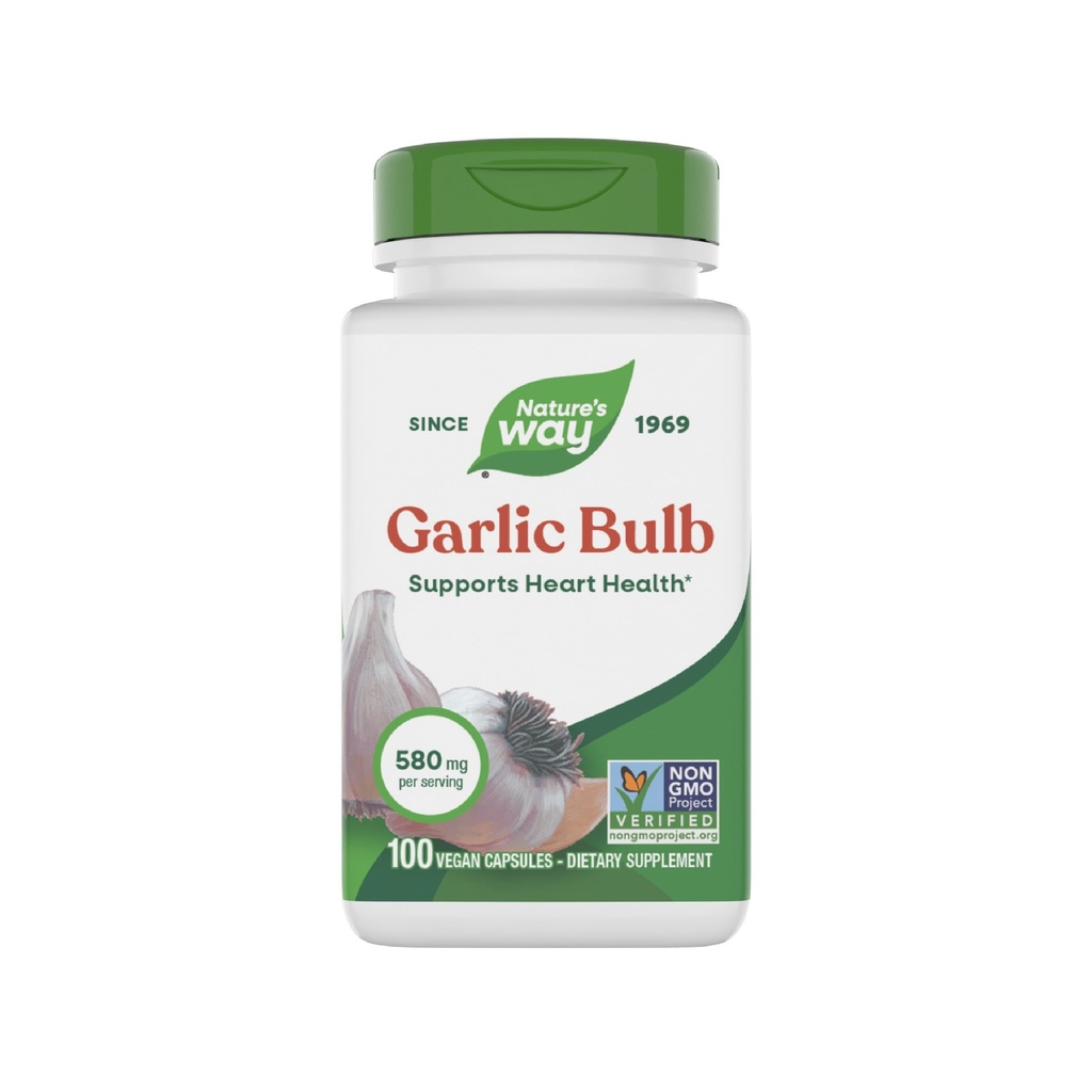 Naturens vei hvitløkbulb, støtter hjertehelse*, ikke-GMO-prosjekt verifisert, 580 mg per servering, vegansk, 100 kapsler (pakke May Vary)