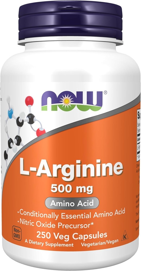 NU L-Arginine 500 mg 250 Veg Kapsler (pakning kan variere