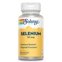 Solaray Selen 50 mhg, Sunt immunsystem, Thyroid funksjon og antioksidant støtte, 100 kapsler