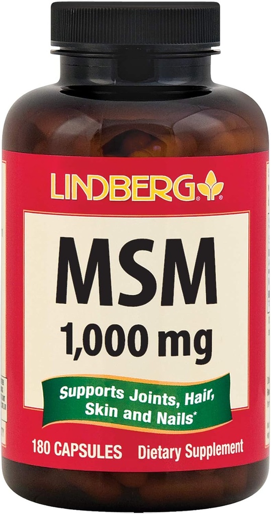 MSM Capsules | 1000mg | 180 greve | Svovel | Ikke GMO, Glutenfri Supplement | Av Lindberg