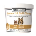 Vet Classics Salmon olje Kjæledyr Supplement for sunn hud, Glossy Coats - Hund Coat Supplement, Cat Skin Supplement - Inkluderer Omega-3, 6, 9, Kilde til DHA, EPA - Myke Chews 90 Ct.