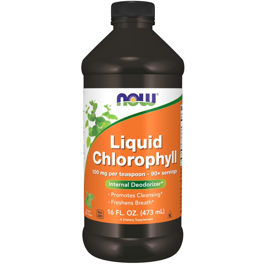 NU Mattilskudd, flytende klorofyll, super konsentrert, intern deodorizer*, Boost energi, Mint Flavor, 16-Ounce