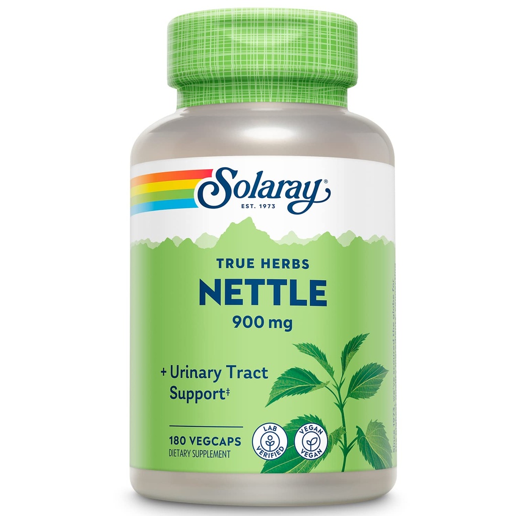 SOLARAY Nettle Leaf 450mg Helse Nyre, urin- og prostatestøtte Tradisjonell bruk for sunn Allergi respons & pustende helse 180 CT