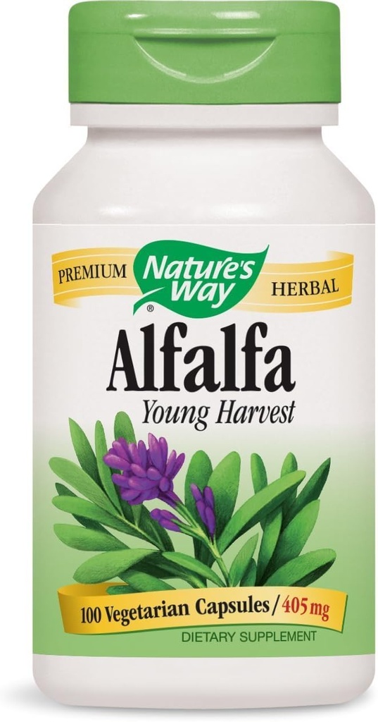 Naturens måte Alfalfa blader, 1,215 mg, 100 vegetariske kapsler, pakke med 2