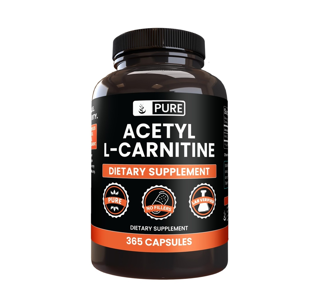 Rene opprinnelige ingredienser Acetyl L-karnitin (365 kapsler) Ingen magnesium eller risfyllere, alltid ren, Lab verifisert