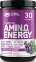 Optimum Nutrition Amino Energi - Pre Workout med grønn te, BCAA, Aminosyrer, ketovennlig, grønn kaffeekstrakt, energipulver - Concord Grape, 30 Serveringer