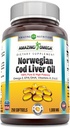 Amazing Omega Norsk Cod Liver Oil 1000 Mg Softgels Supplement Omega-3, EPA, DHA, Vitamin A, D & Vitamin E (Orange 250 Count)