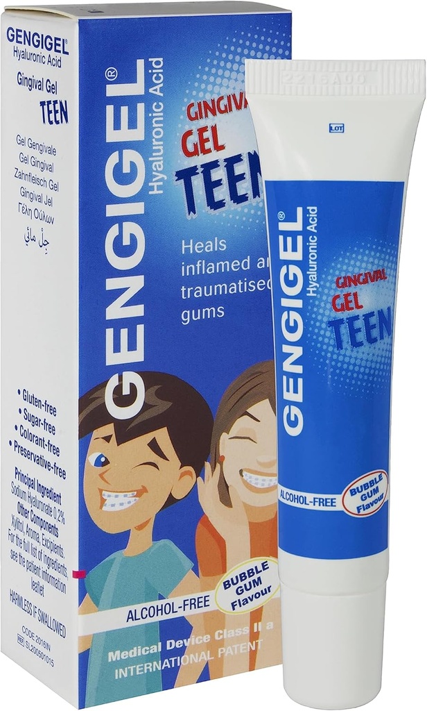 Gengigel Tenåring Hyaluronsyre Oral Gel for Munn & Gum Discomfort (15 ml), Soothes Irrritation, fremmer naturlig healing og beskytter Delicate Oral Vessue, Ingen paraben eller SLS, Vegan & Kosher