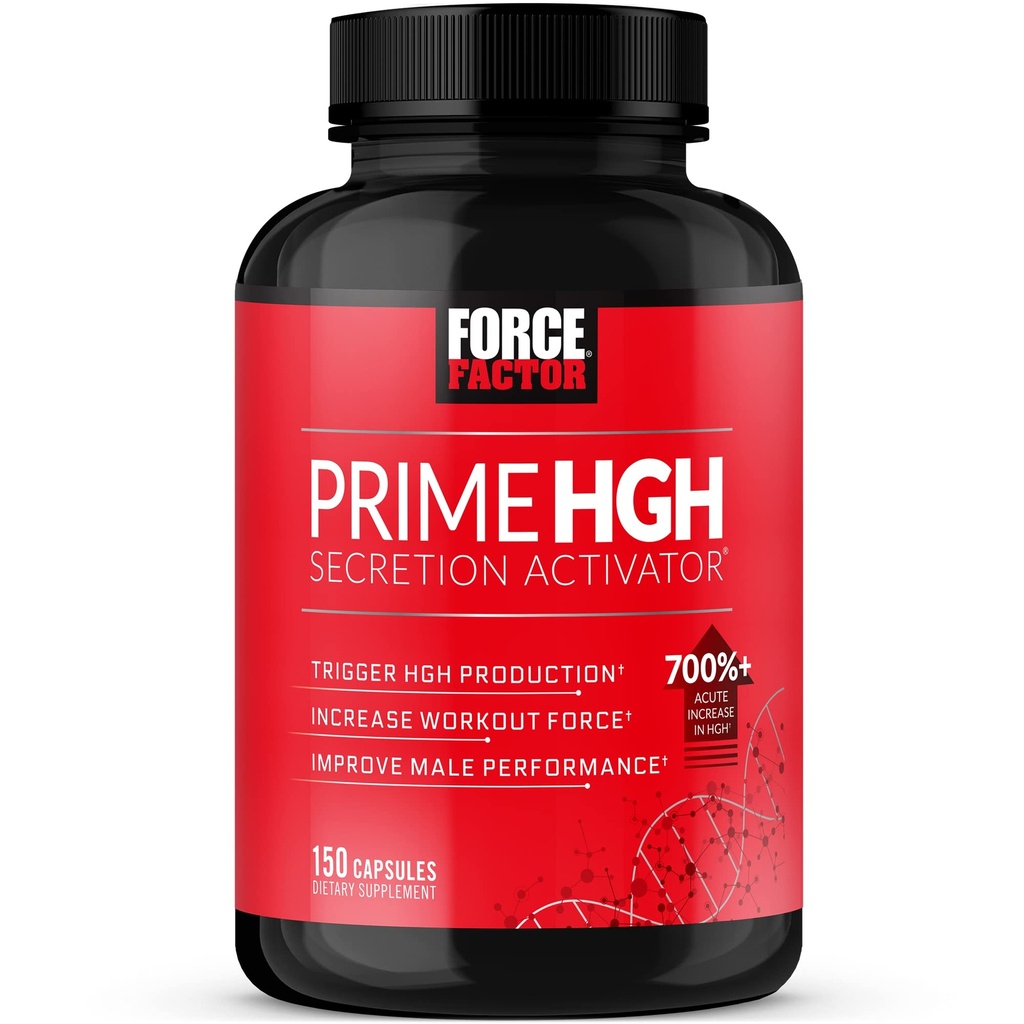 FORCE FACTOR Prime HGH Secretion Activator Supplement for menn med L-Arginin og L-Glutamin til å trigger HGH produksjon, økt trening styrke, og forbedre atletisk ytelse, 150 kapsler