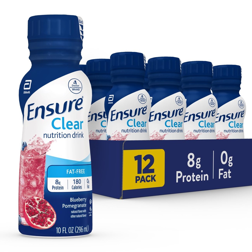 Sikre flytende klar ernæringsdrikk, 0g fett, 8g protein, blåbær Pomegranat, 10 Fl Oz (pakke med 12), flaske, glutenfri