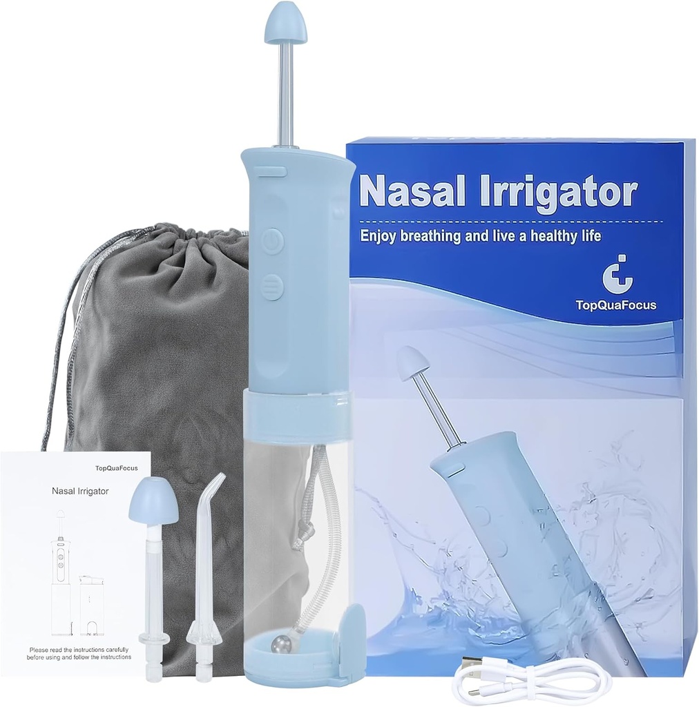 TopQuaFocus Nasal Irrigasjon Sinus Rinse System Nasal Irrigator med teleskopisk vanntank Neti Pot Kombinasjon Versatil Vann Flasser Nese Vaskemaskin 3 Noss 3 Modes Nese Cleaner for voksen og barn