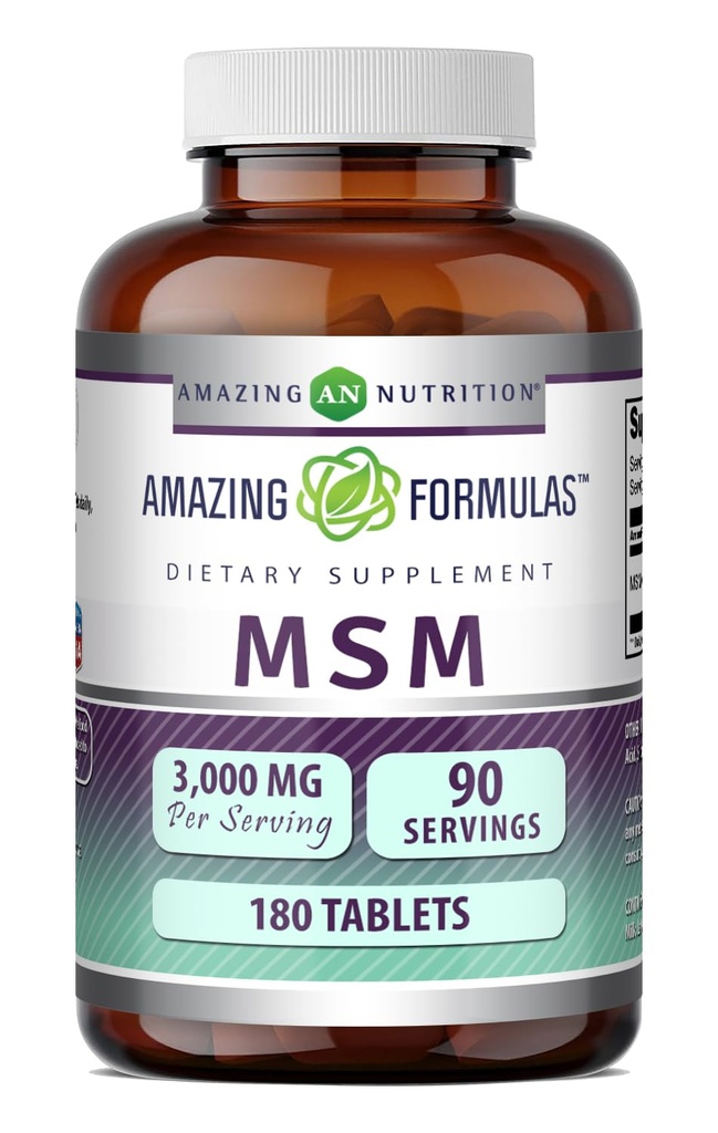 Amazing Formler MSM (Metylsulfonylmetan) Supplement | 1500 Mg Per Serving Supplement | 180 Tabletter Ikke-GMO | Glutenfri |