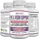 Lutein & Zeaxanthin Eye Helse Kosttilskudd for voksne, Naturlig Øye & Visjon Formula w / Vitamin A, Lutein, Zeaxanthin, Bilbærekstrakt, Eyebright & Lycopen for Retina & Lens 60 Caps