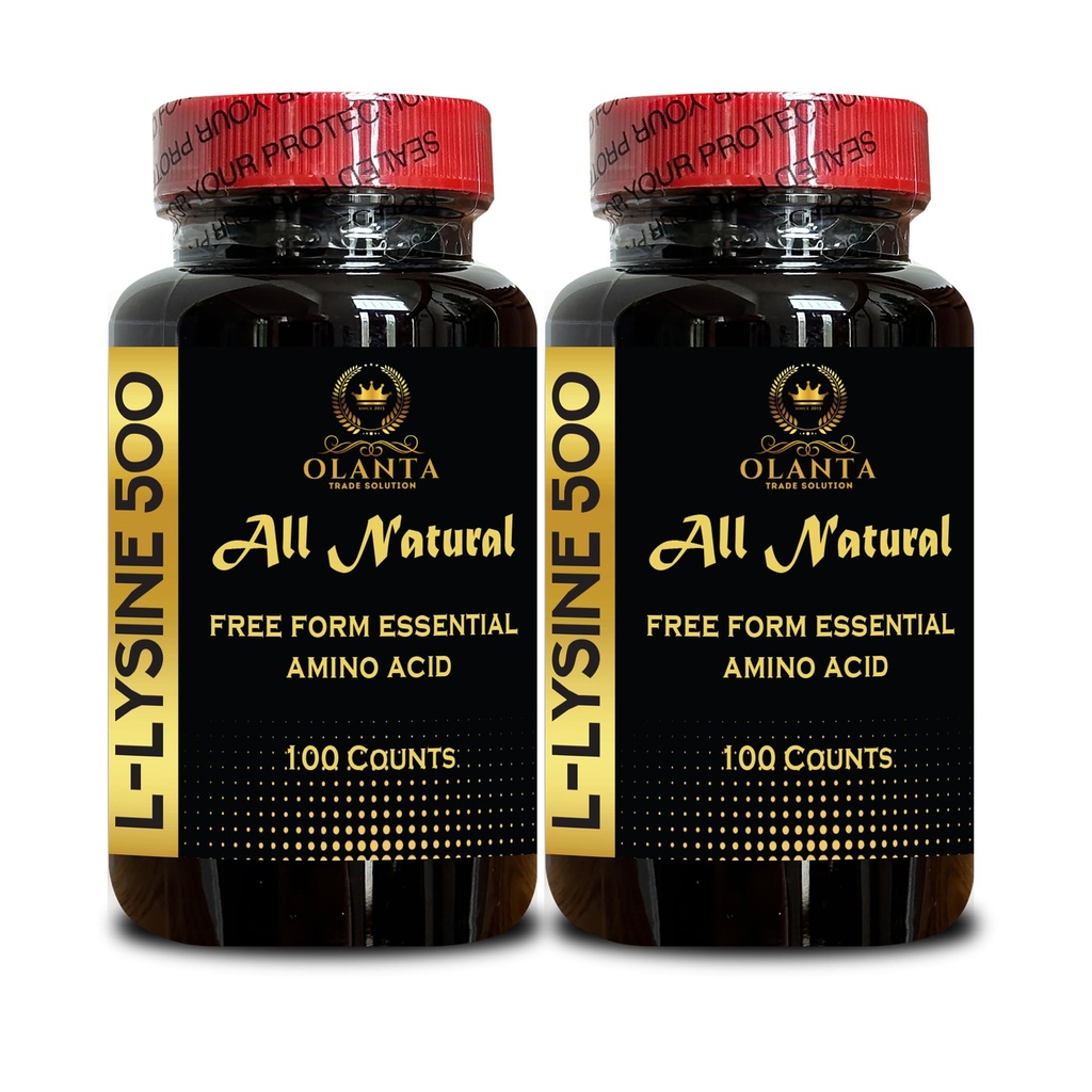 L-LYSIN Aminosyre Supplements - Lysin Supplement støtter sunn leppe og orale vev, Aminosyre Lysin Hydrochloride, Nitrogen Balance - 2 flasker 200 greve