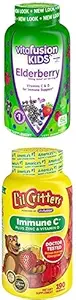 Bundle av Vitafusion Kids Elderberry Gummy Vitaminer, 60Ct + Lil Criters Barn Immun C Gummy Supplement: 60 eller 120 mg vitamin C Per Serving, 190 Count (95-190 dagers forsyning)