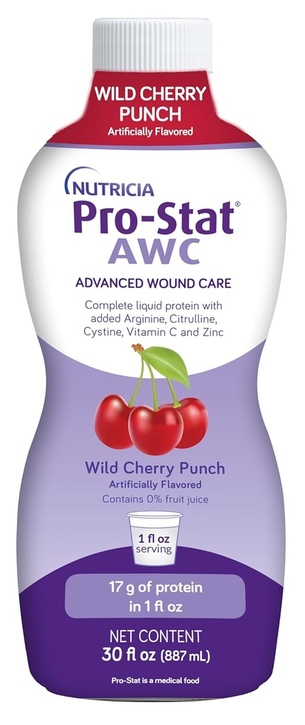 Pro-Stat Avansert sårpleie (AWC), konsentrert flytende protein medisinsk mat - Wild Cherry Punch Flavor, 30 Fl Oz flaske