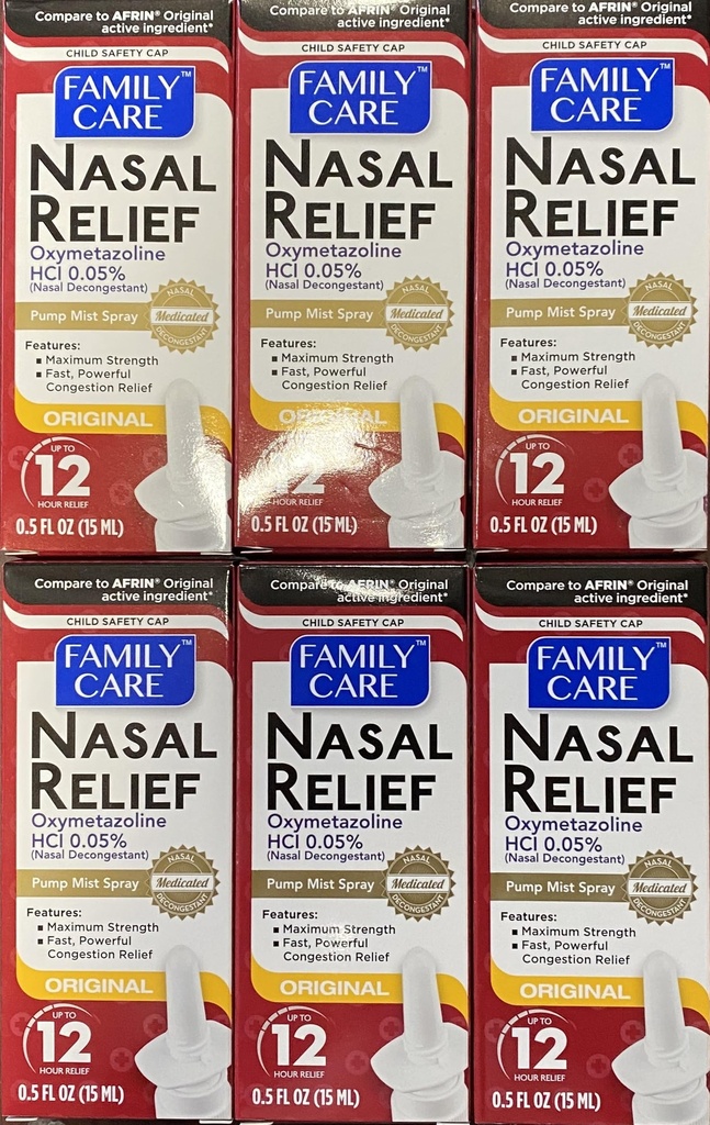 Garantert Nasal Relief Spray, 12 timers pumpe Mist Oxymetazolin HCL, 0,5 fl. Oz (6 pakke)