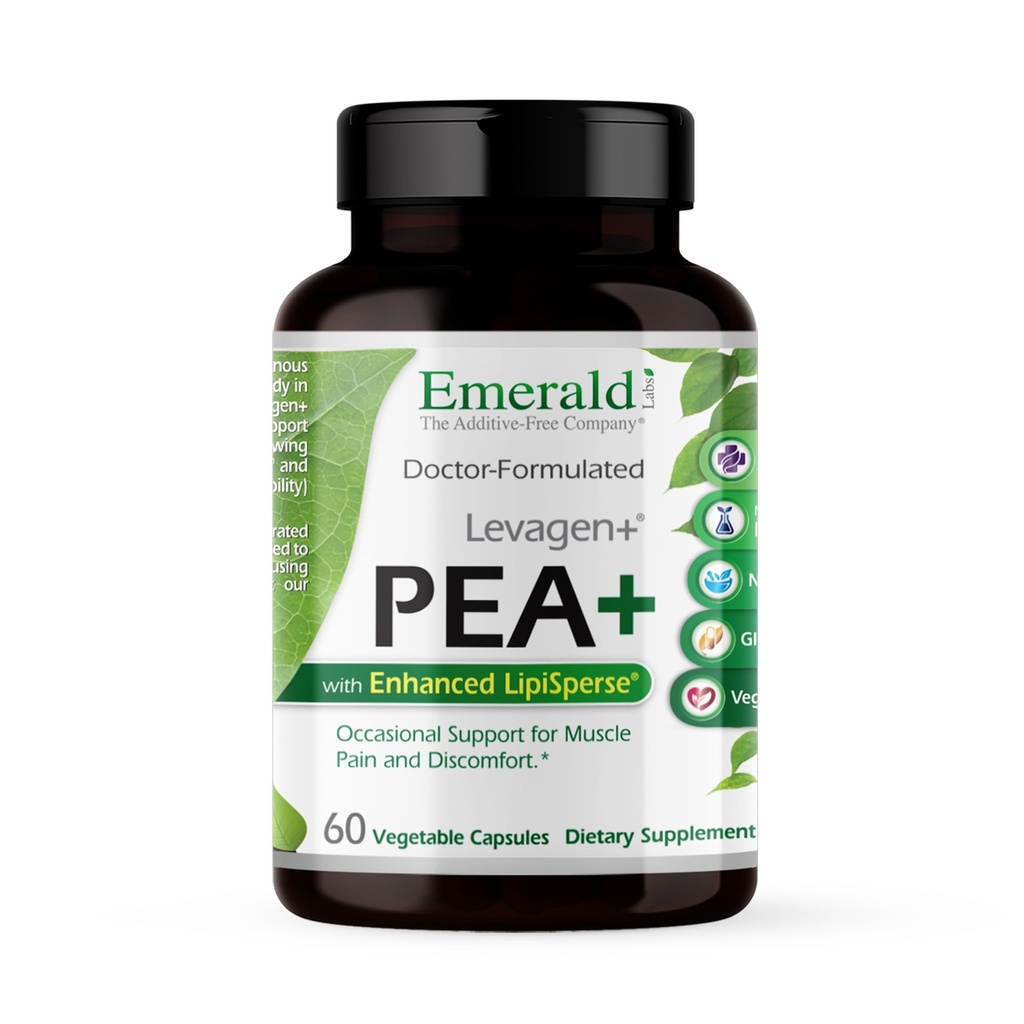 Emerald Laboratories Pea+ med Levagen+ - Støtte Joint & Muscle Health med Meriva Curcumin, OptiMSM & Levagen+ Pea* - Ikke-GMO, Vegan, Glutenfri - 60 Grønnsaker Kapsler