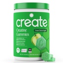 Kreatin Monohydrat Gummier for menn og kvinner - Økt fokus, styrke og utholdenhet, Anti-Melting Formula, Vegan, Glutenfri, Ikke-GMO, 1,5 Gram Kreatin per Gummy (Sour Green Apple, 90 ct)