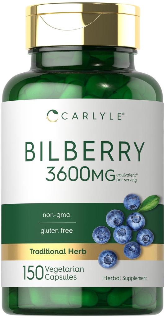 Carlyle Bilberry Extract Kapsler | 3600mg | 150 Count | Vegetarisk, Ikke-GMO, Glutenfri Frukt Supplement