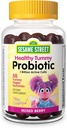 Weber Naturals Sesame Street Sunn Tummy Probiotics for barn, 1 milliard aktive celler per Gummy, 50 gummier, for digestiv helse, Gratis av Gluten, Dairy, Peanut & Gelatin, Vegan