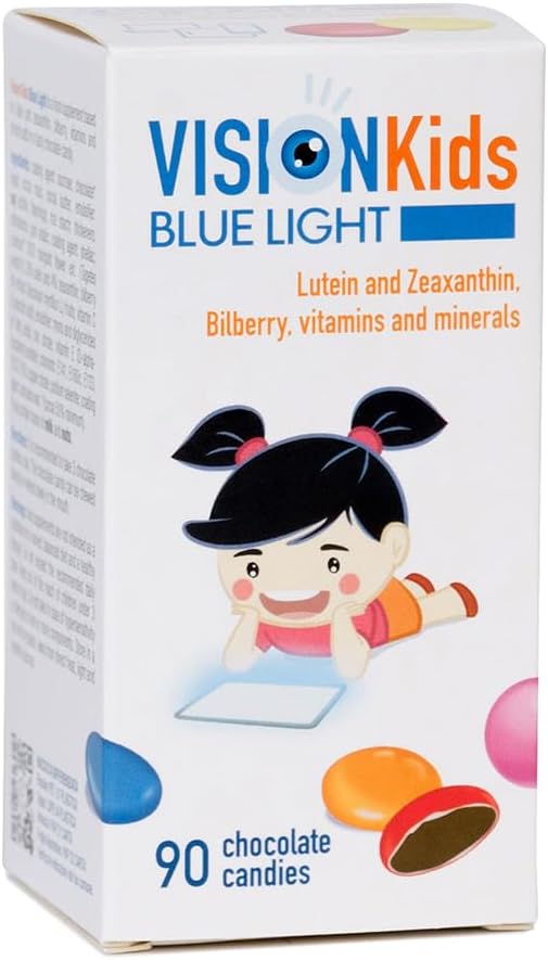 OMEGOR Lutein og Zeaxanthin Supplement for barn Øye (60 Sjokolade Dragèes) - Visjon Kids Blå Light Eyesight Supplement for Retina Beskyttelse