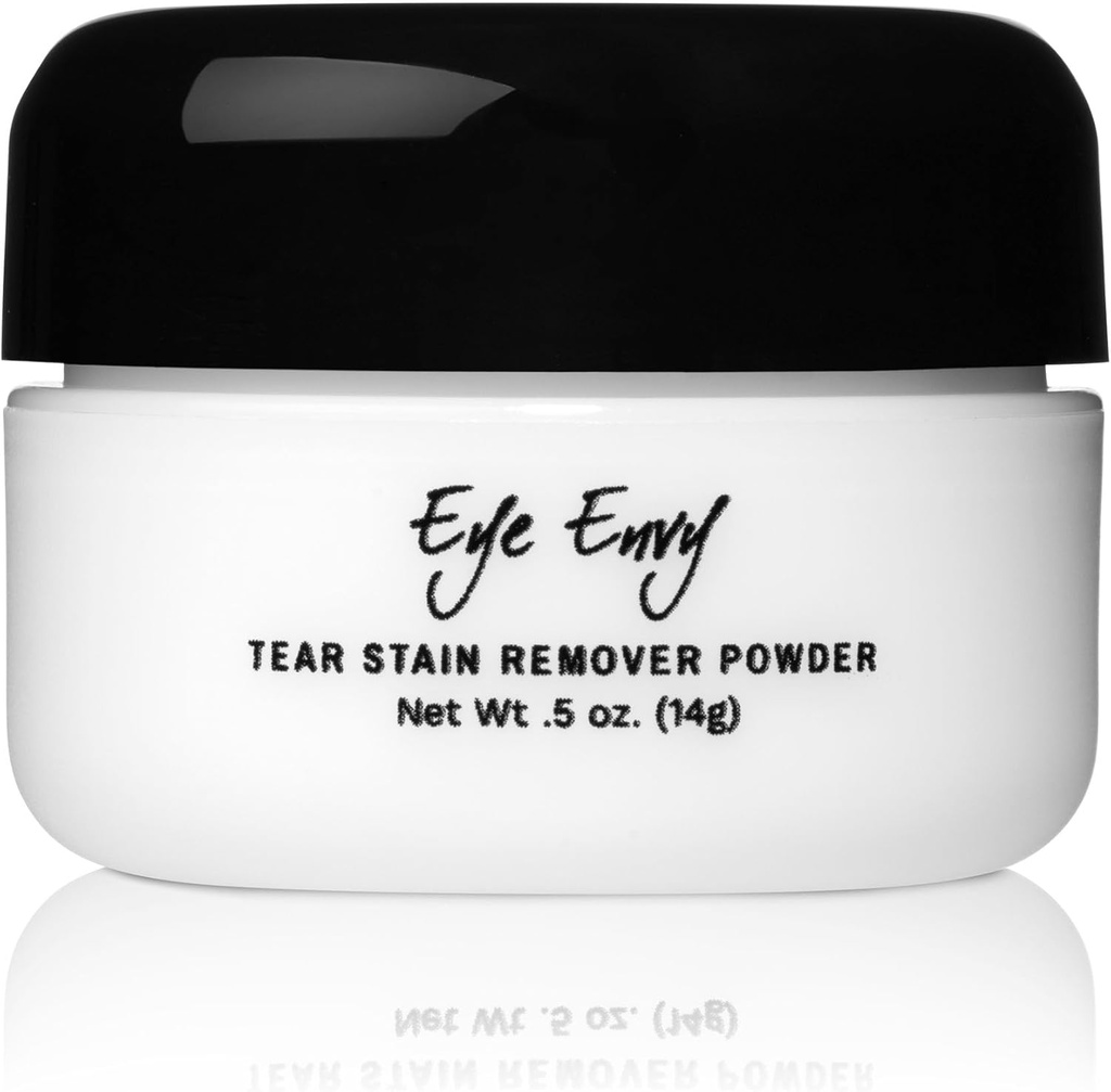 Øye Envy Tear Stain Remover pulver for hunder og katter. 100% naturlig, trygt. Påfør rundt øyne. Absorbs og Repels Tårer. Holder området tørt. Behandler årsaken til bestikkelse. Laget i USA. (.5 oz)