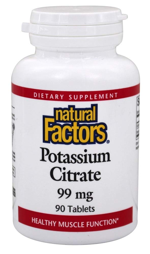 Naturlige faktorer - Kalium Citrat 99 mg, støtter sunne muskler, nerver og hjerte, 90 tabletter