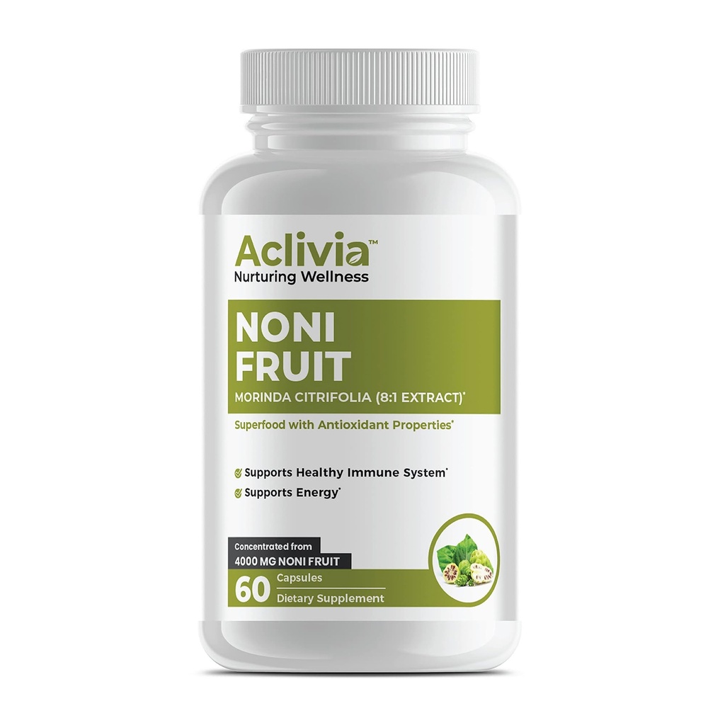 Organic Hawaiian Noni Fruit Capsules 4000 mg - Morinda Citrifolia Supplement - Ikke-GMO, Glutenfri, USA laget, Ingen kunstige additiver (60 greve)