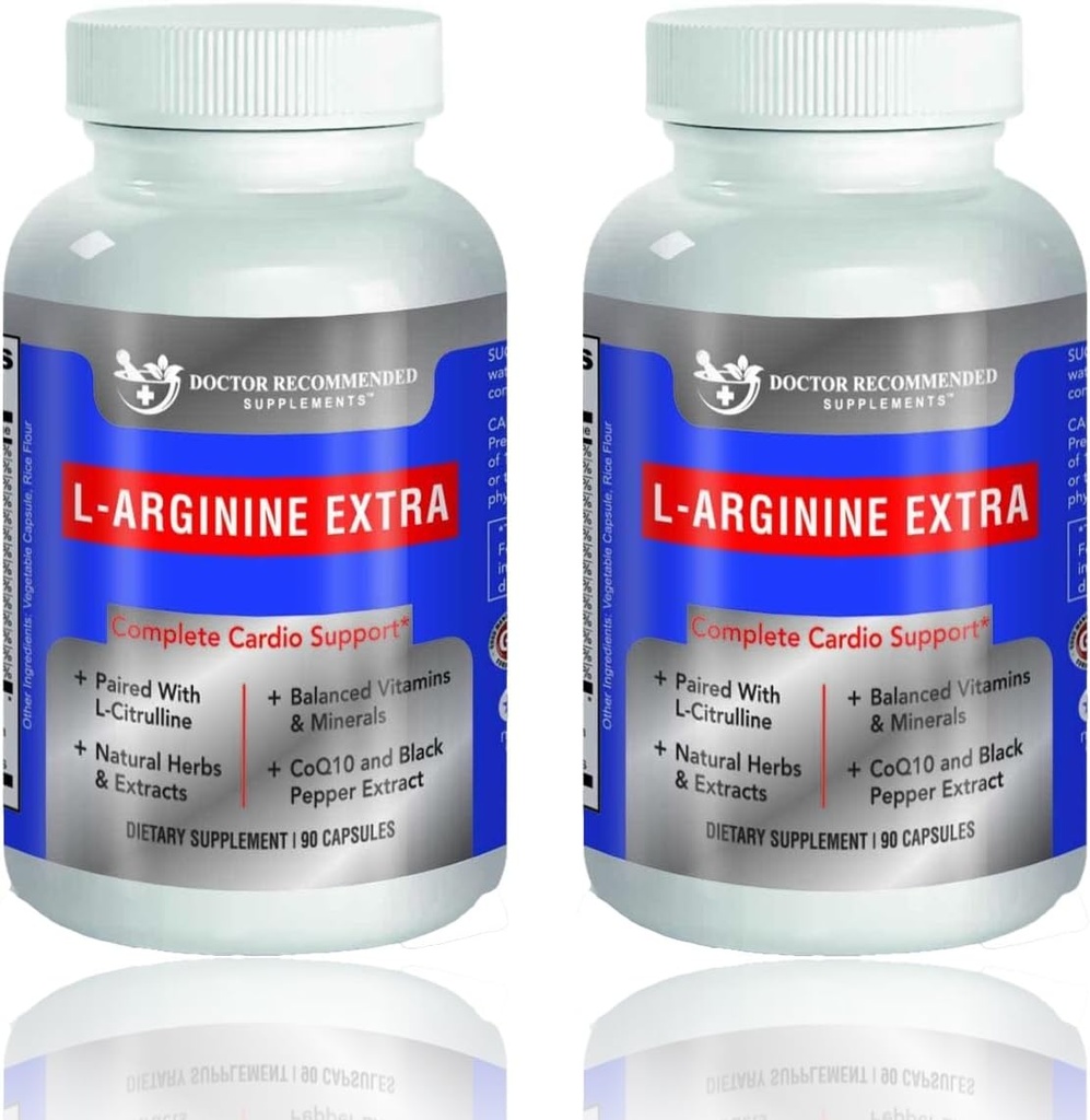 DOKTOR FORSVARINGER Premium L-arginin 1000 MG Nitric Oxid Formula støtter Cardio Helse, Nitric Oxid produksjon, Stamina og mer - 2 Pack