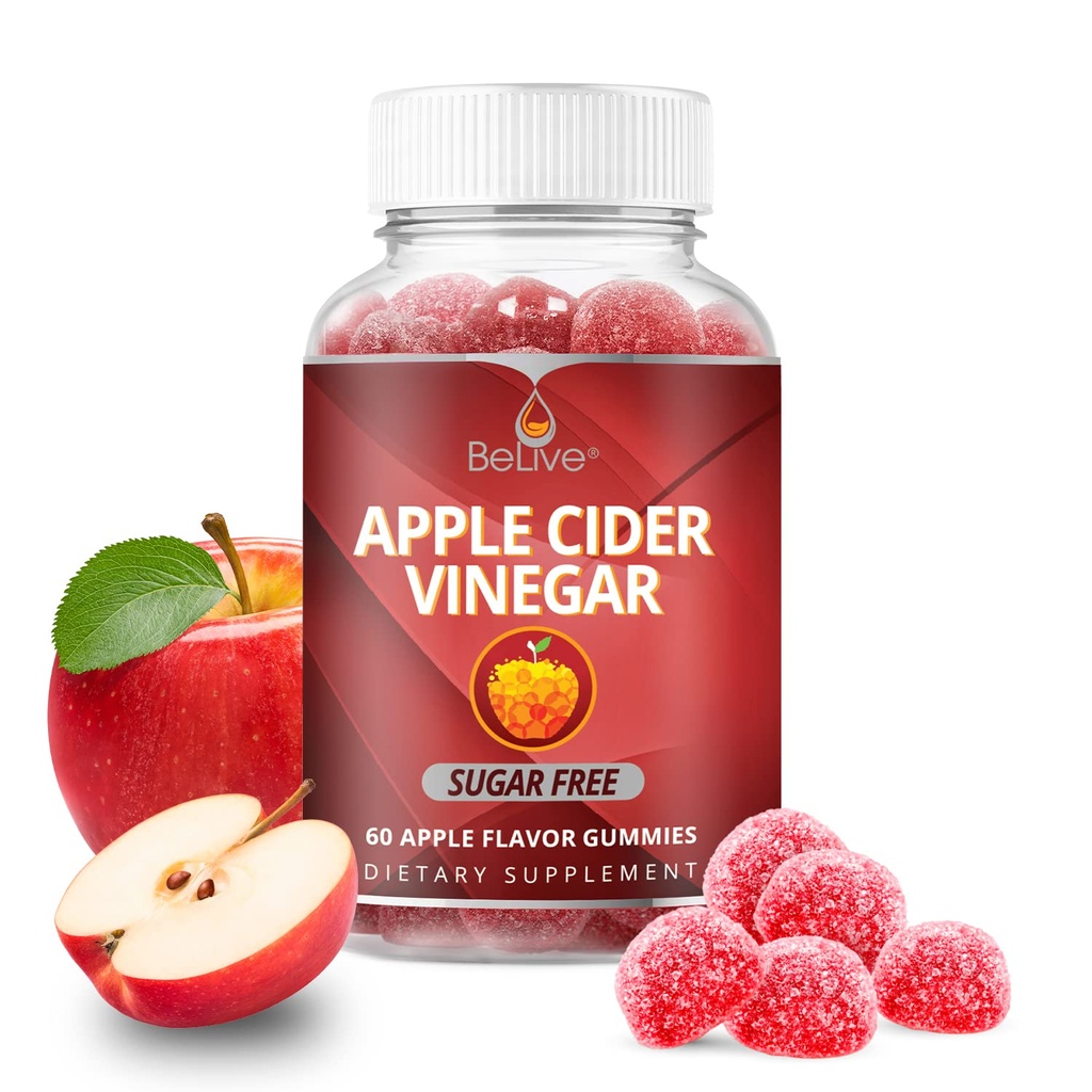 BeLive Apple Cider Vinegar Gummies - ACV Gummies uten sukker I Detox & Cleanse Digestive Helse Jeg Alternativ til Kapsler, Vegansk, Keto Vennlig, Ikke-GMO, Glutenfri