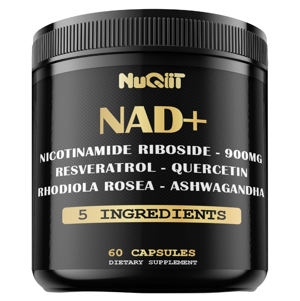 NAD+ Supplement med Nicotinamid Riboside, Resveratrol, Quercetin, Turmeric, Rhodiola Rosea - 60 Count
