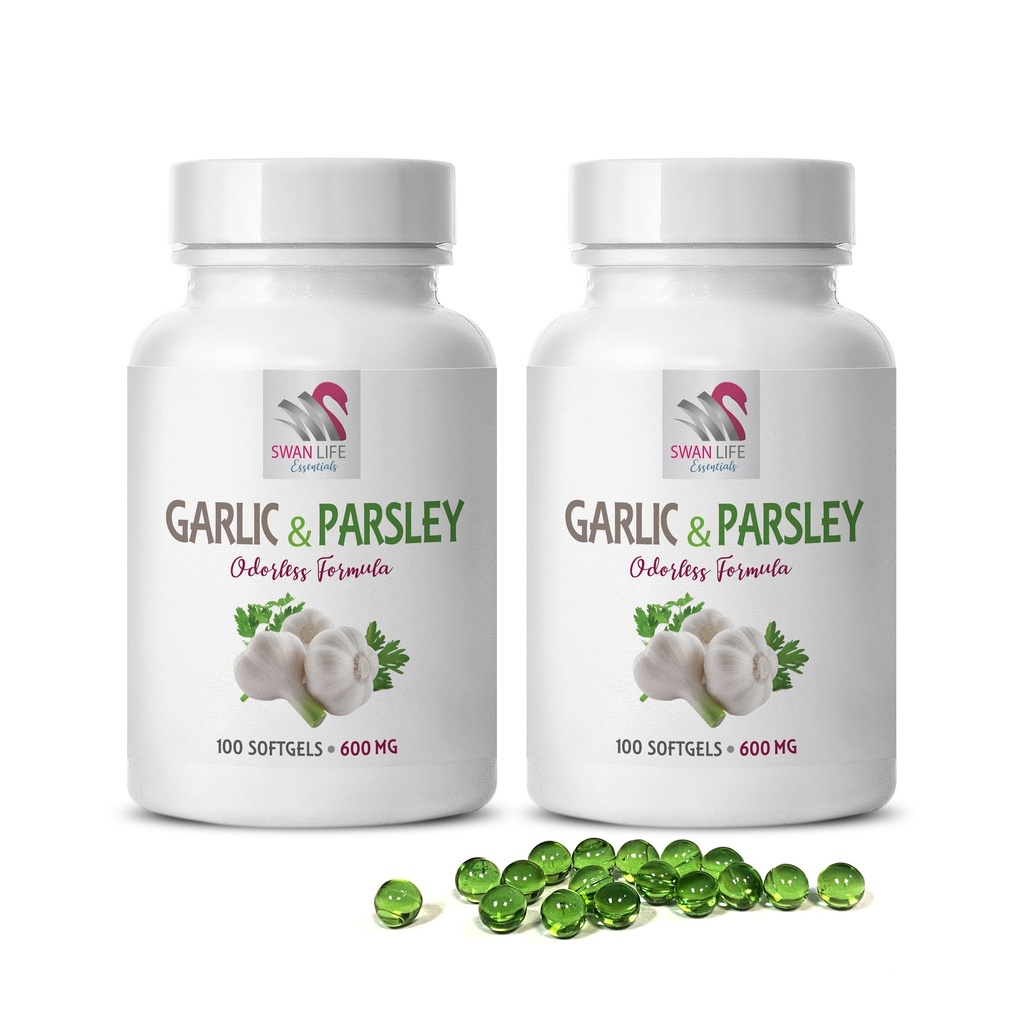 hvitløk kosttilskudd - GARLIC OG PARSLEY ODORLESS FORMULA - ben helse vitaminer for kvinner, hvitløk allicin, allicin, hvitløk kosttilskudd, hvitløk persille, persille kapsler, luktfri hvitløk - 2B 200 Caps