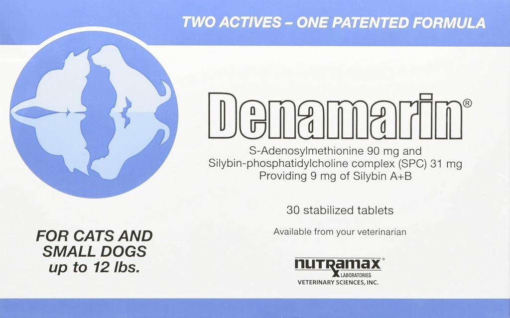Nutramax Laboratories Denamarin lever helse supplement for små hunder og katter - med S-Adenosylmetionin (SAMe) og Silybin, 30 tabletter