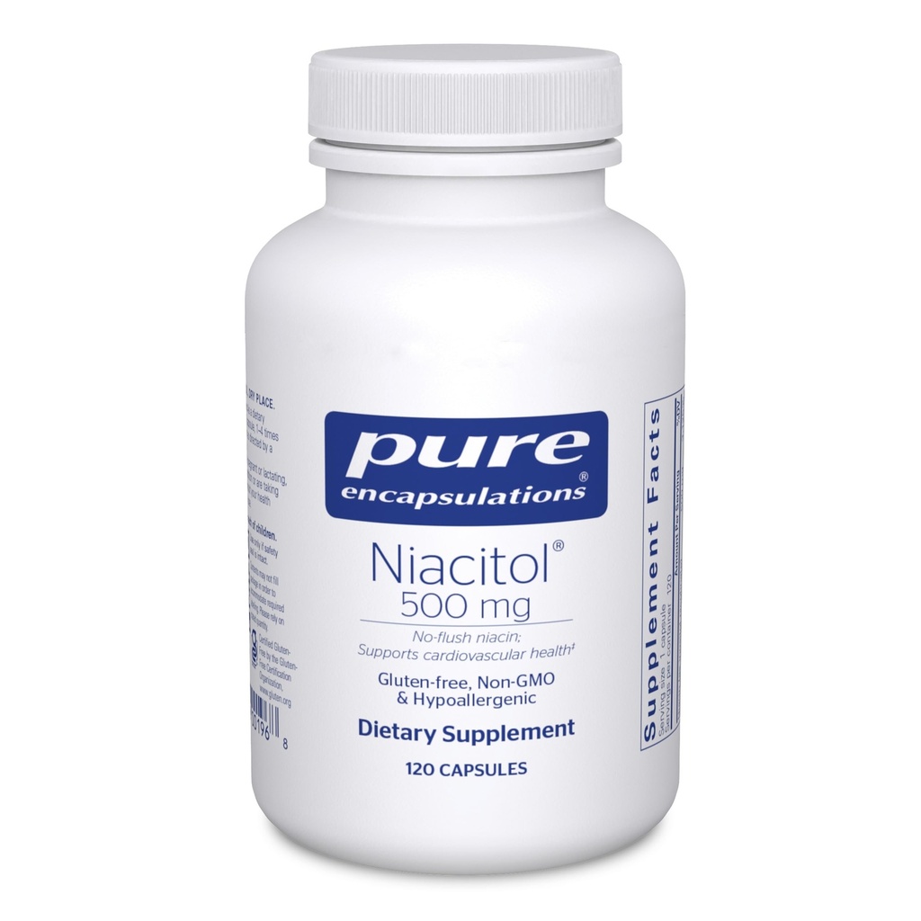 Rene innkapslinger Niacitol 500 mg | Hypoallergenic No-Flush Niacin for å støtte digestion, hormonsyntese og tupeformasjon | 120 kapsler