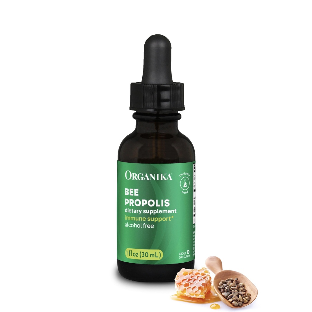 Organika Bee Propolis Tinktur 1 oz: Vegansk Propolis Ekstrakt - Throat og puste - Gratis av Gluten, GMO, & Kunstig Flavors - 10 dagers Prop Drops Supply