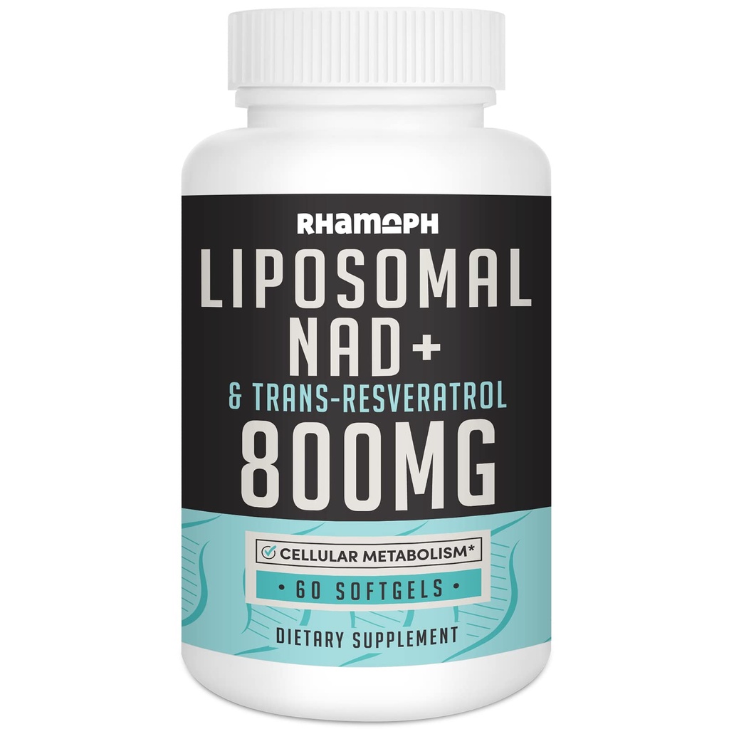 Liposomal NAD+ 800 mg med trans-Resveratrol 300 mg, max absorpsjon, faktisk NAD+ Økning Supplement for sunn aldring, Cellular Energy, DNA Repair, Longevity - 60 Softgels