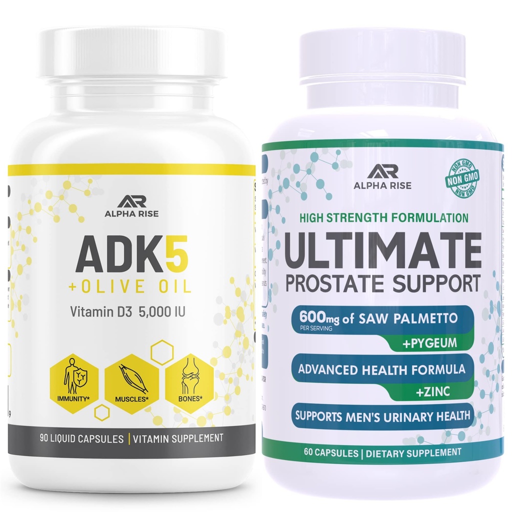 ADK 5 vitamin Supplement + Best Over-The-Counter Prostate Support - Prostate Helse Supplement for menn