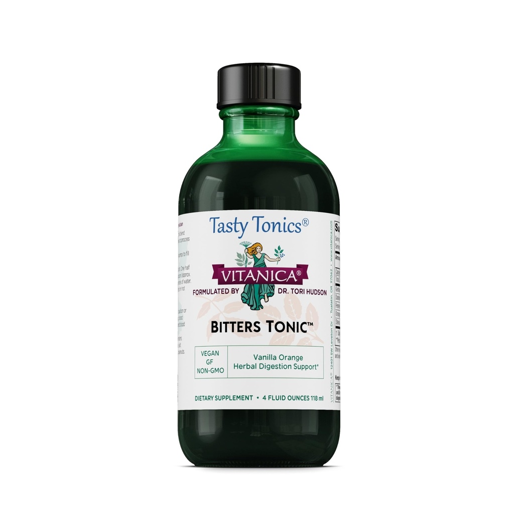 Vitanica Bitters Tonic, Flytende Digestion Supplement, Digestionsstøtte, alkoholfri, Vanilla Orange, Vegansk, 4 Ounce (Bitters Tonic)
