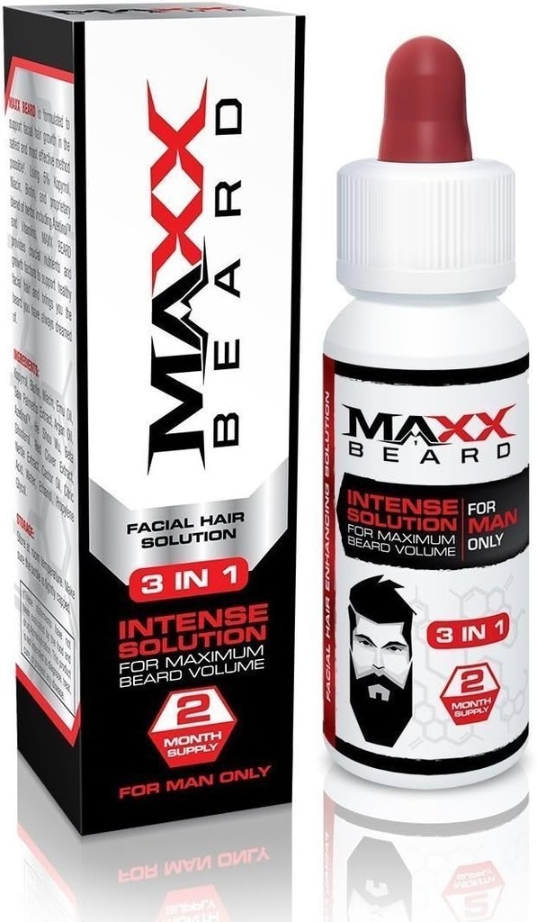 Maxx Skjegg -#1 Skjeggvekstløsning, naturlig løsning for maksimal beard volum-2 måneders forsyning