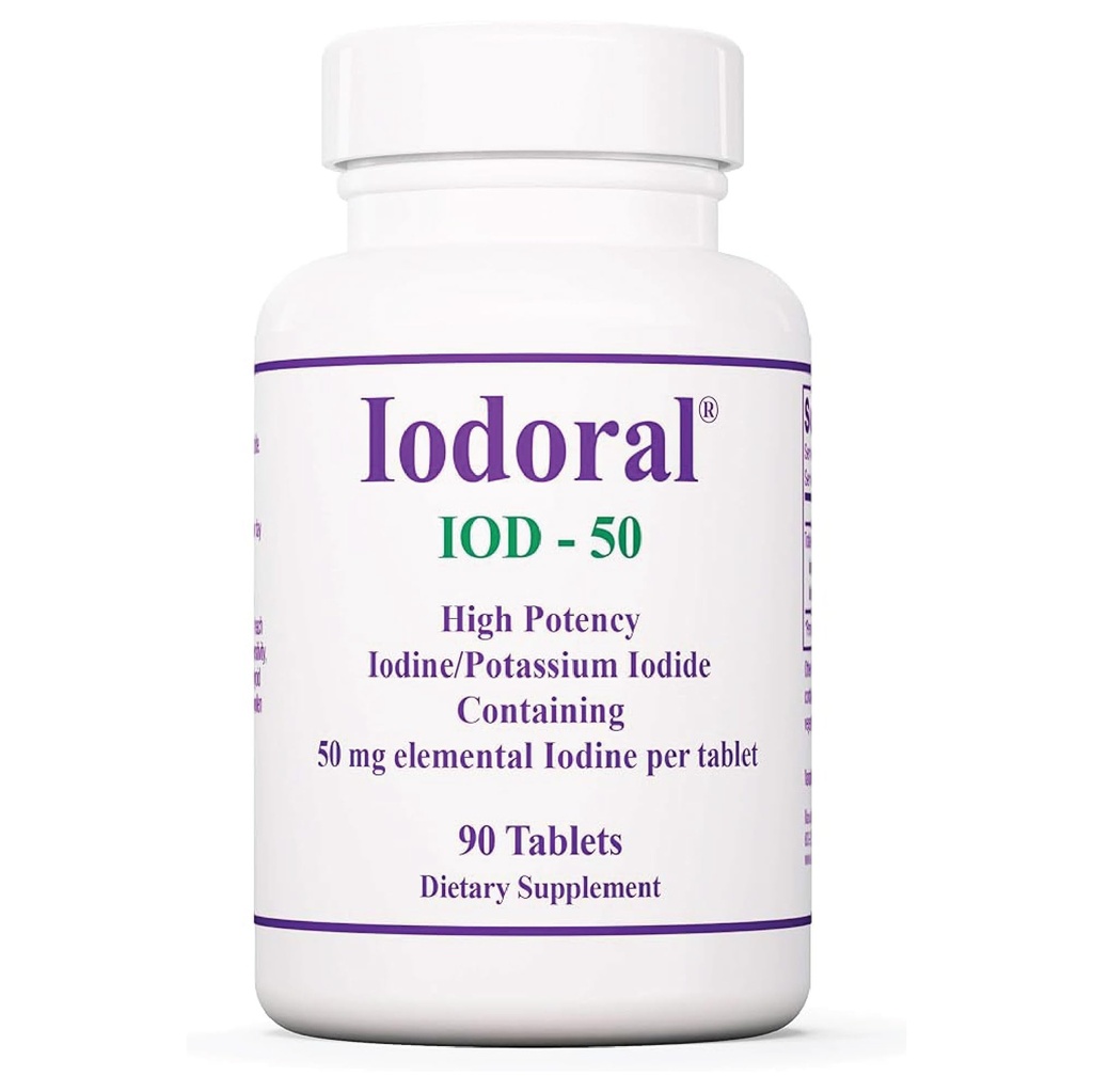 Optimox Iodoral 50 mg Supplement - Kalium jodide tabletter, Thyroid støtte, daglige vitaminer og mineraler, Lugols jodide løsning - 90 greve