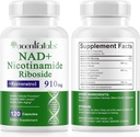 120 Count NAD Plus Supplement, Liposomal Nicotinamid Riboside kapsler 900MG med Resveratrol & Quercetin, høy renhet nikotinamid for anti-aldring, celle gegenerasjon/Energy/Immune Booster