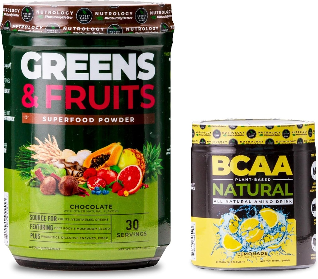 Nutrologi Grønn og frukt pulver-naturalt laget supermat, sjokolade (30 serveringer) BCAA naturlig, plantebasert BCAA pulver, sitronade flavor (30 serveringer)