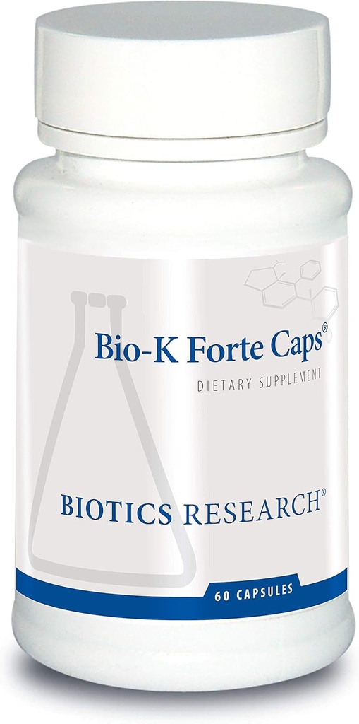 Biotics Research Bio K Forte Caps vitamin K som menaquinon 7, fytonadion, kombinasjon med K1 & MK 7 i et 1:10-forhold. Høy styrke vitamin K med SOD og katalase 60 kapsler