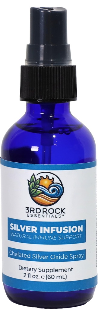 3rd Rock Essentials | Sølvinfusjon 150 PPM Chelated sølvoksid Spray Dietary Supplement | Alle naturlige flytende sølv Spray Immune Support Supplement  enhver naturlig personlig omsorg (2 oz.)