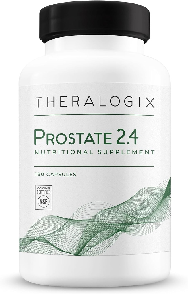 Theralogix Prostate 2.4 Næringstilskudd - 90-dagers forsyning - Prostate Health for Men - Støtter Sunn Prostate Tsuite - Lycopen, vitamin D3, Selenium & vitamin E - NSF-sertifisert - 180 Kapsler