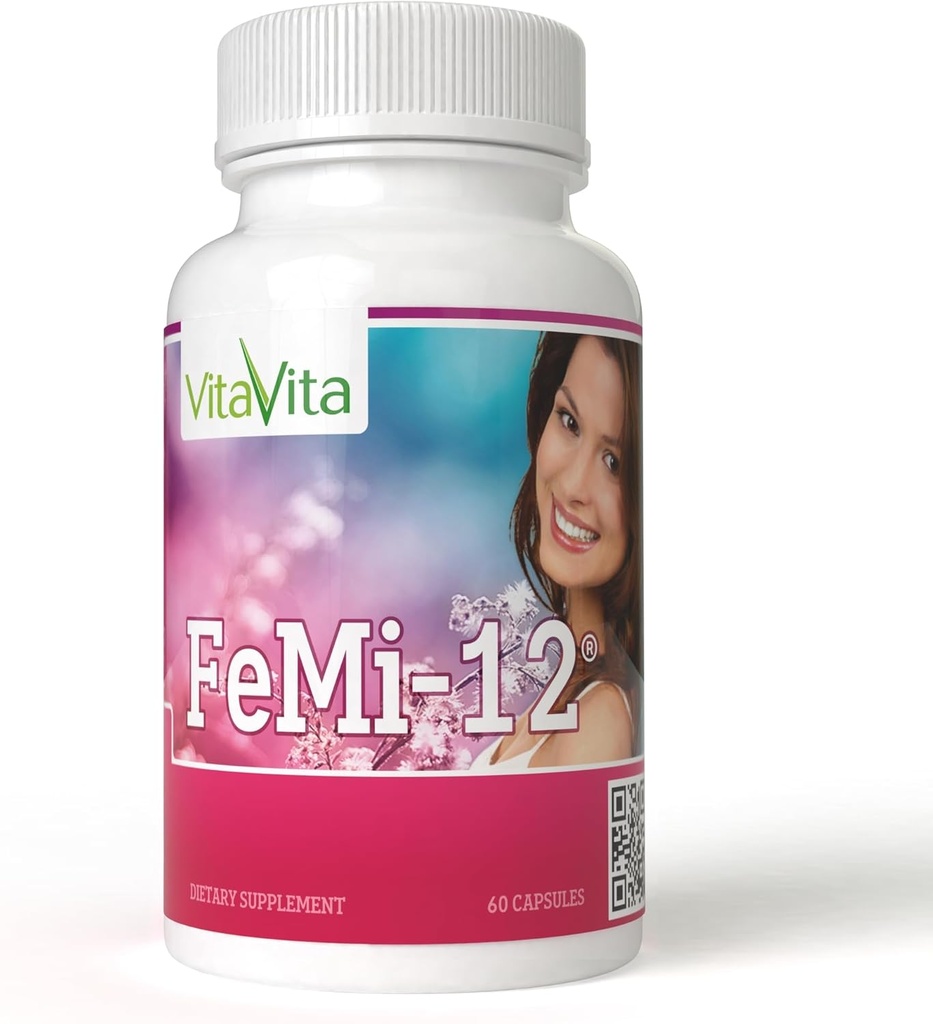 FeMi-12, hjelper alleviate kvinners månedlige periode diskomforter og støtter normal menstruasjon (60 kapsler)