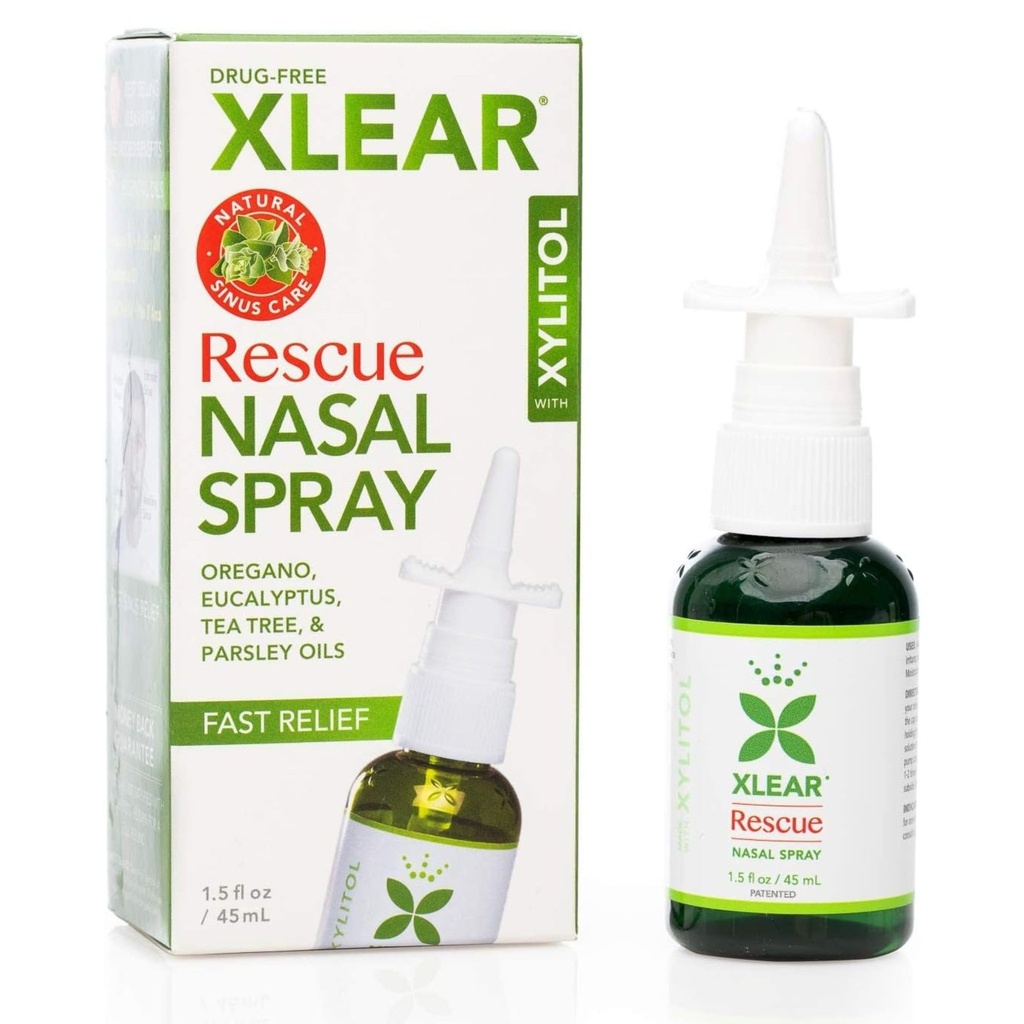 Xlear Rescue Natural Nasal Spray med Xylitol, Oregano og Te Tree, 1,5 fl oz (pakke med 1)