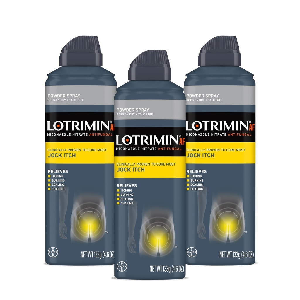 Lotrimin AF Jock Itch Powder Spray, Miconazol Nitrat 2% - Behandling av mest kløe, 4,6 Ounces (133 Grams) Spray Can (Pack 3)