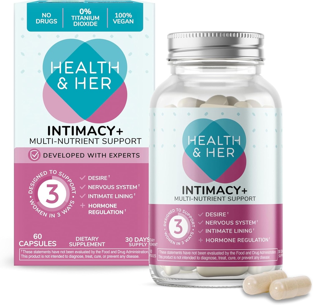 Helse og hennes intimitet + Multi-Nutrient Supplement støtte for kvinner - Inneholder Maca Root og Tribulus å hjelpe oppdage deg igjen, Vegan (60 ct -1 måned)